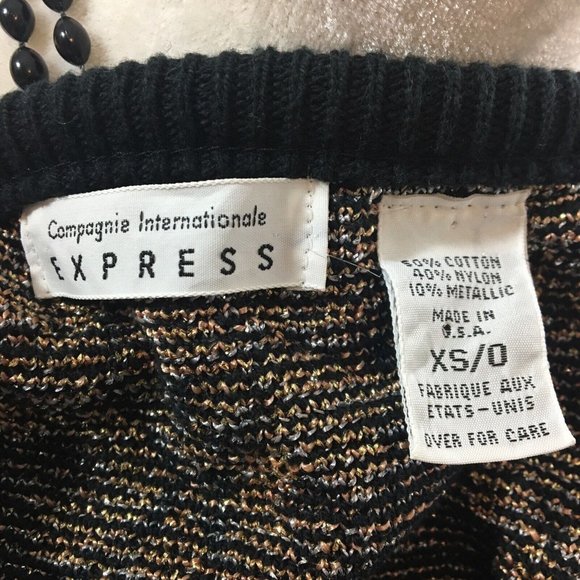 Campagnie Internationale Express Vintage Metallic Crewneck Pullover Sweater XS/0 - Picture 5 of 6